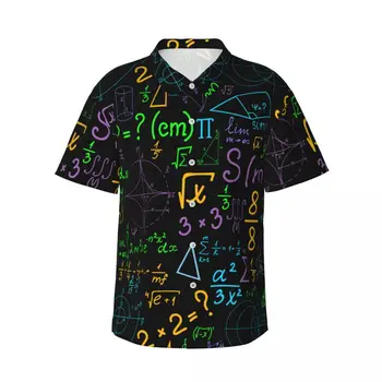 Мужская рубашка с короткими рукавами, разноцветные математические геометрические графики, формулы и расчеты, футболки, топы, рубашки поло