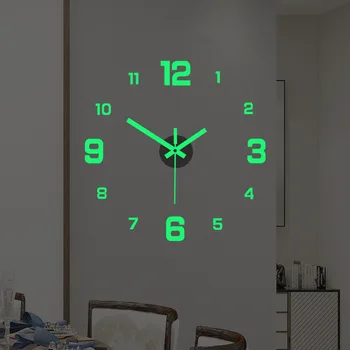 Настенные часы, простые светящиеся цифровые часы, Европейский стиль, бесшумные настенные часы 