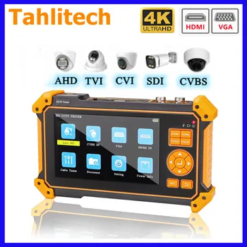 Тестер Видеонаблюдения Tahlitech Камера HD Коаксиальная 4K 8MP ADH TVI CVI CVBS Тестер Камеры с Кабельным Тестером 5-дюймовый TFT-ЖК-Монитор