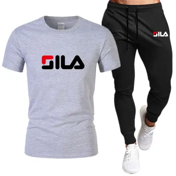 Хит продаж 2023 года, летняя футболка, комплект брюк, бренд для отдыха, спортивные штаны для бега, футболка, мужская спортивная одежда в стиле хип-хоп