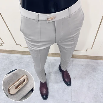 Осенние мужские повседневные облегающие брюки 2023 года, модный комплект уличной одежды, Мужские высококачественные офисные брюки для вечеринок