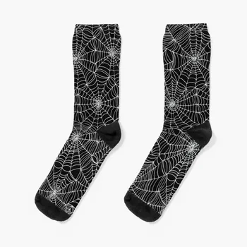 Узор в виде паутины - белое на черном от Cecca Designs Носки, носки до щиколоток, женские носки с принтом, носки для женского баскетбольного мяча