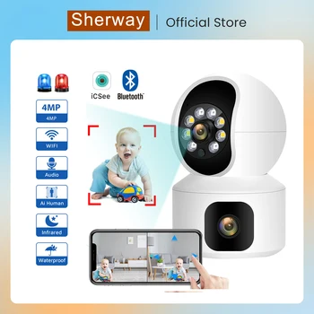 4-мегапиксельная WiFi-камера SHWEWAY с двумя экранами, радионяня, ночное видение, мини-PTZ-IP-камера безопасности, камеры видеонаблюдения для помещений