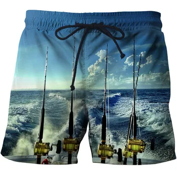 2023 Новые мужские шорты в пляжном стиле с 3D-принтом, летние мужские универсальные спортивные шорты с изображением животных и рыбы, универсальные спортивные шорты с высокой талией