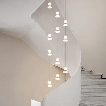 Светодиодная лестничная потолочная люстра двухуровневый светильник для гостиной на вилле в мансарде современный минималистичный подвесной светильник для ресторана и бара в спальне