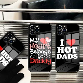 I Love Hot Dads Забавный Чехол Для Телефона Valentine Heart Из Закаленного Стекла Для iPhone 14 13 11 12 Pro Plus X 13 Pro MAX XR XS MINI Чехлы